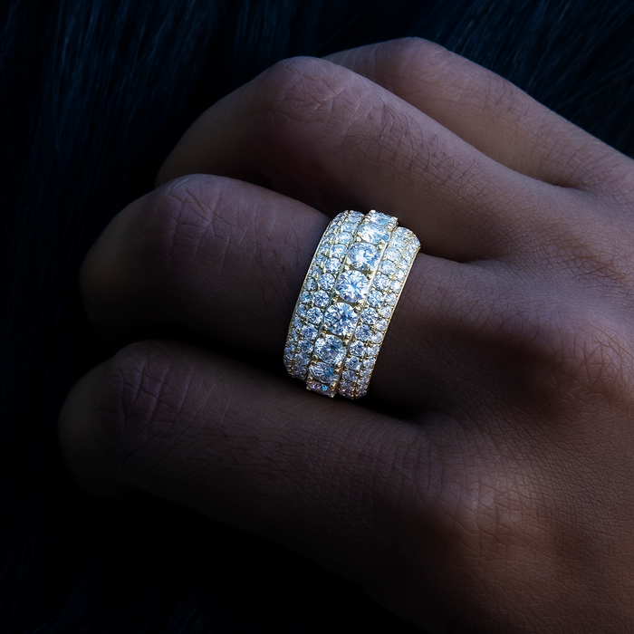 Women's 5 Layer Moissanite Diamond Band Ring in Yellow Gold Vermeil