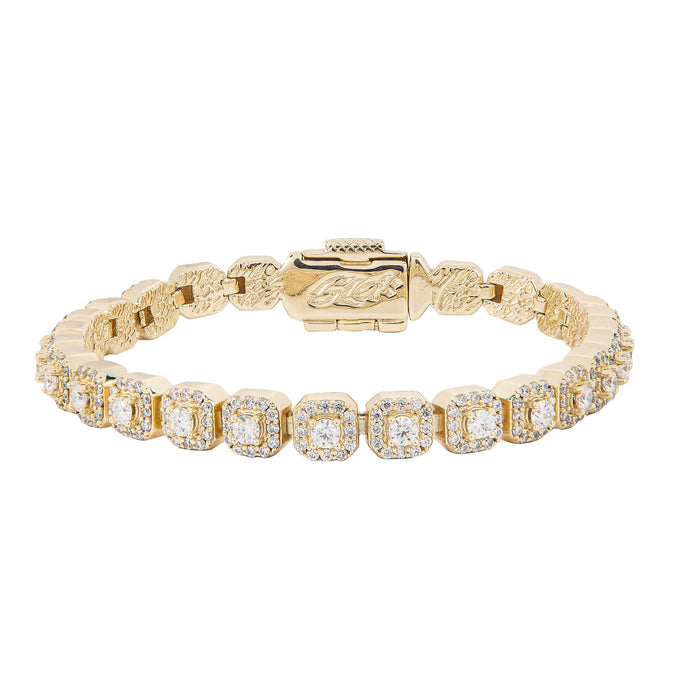 Women's 6MM Clustered Moissanite Tennis Bracelet in Yellow Gold Vermeil