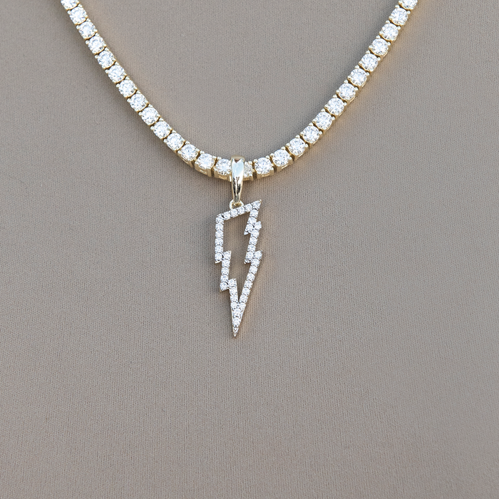 Women's Moissanite Diamond Micro Lightning Bolt Pendant in Yellow Gold Vermeil