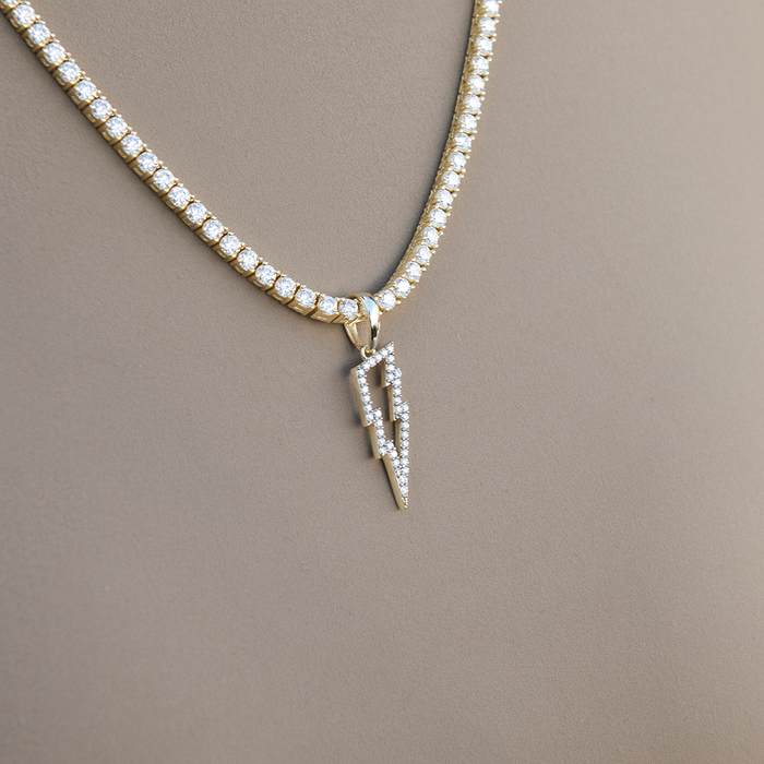 Women's Moissanite Diamond Micro Lightning Bolt Pendant in Yellow Gold Vermeil