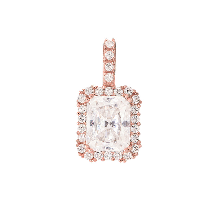 Women's Moissanite Micro Diamond Stone Pendant in Rose Gold Vermeil
