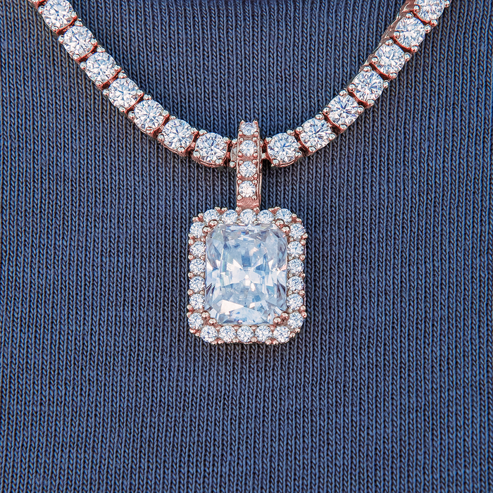 Women's Moissanite Micro Diamond Stone Pendant in Rose Gold Vermeil