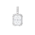 Women's Moissanite Micro Diamond Stone Pendant in White Gold Vermeil