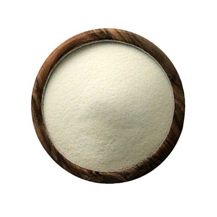 Closeup of a fine, off-white powder