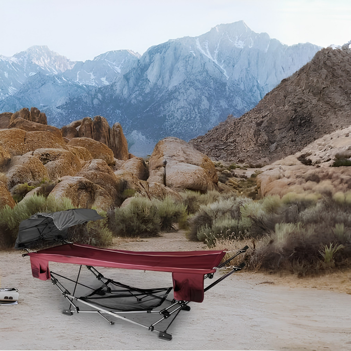 Zenithen Limited Portable Folding Metal Framed Hammock with a Retractable Canopy