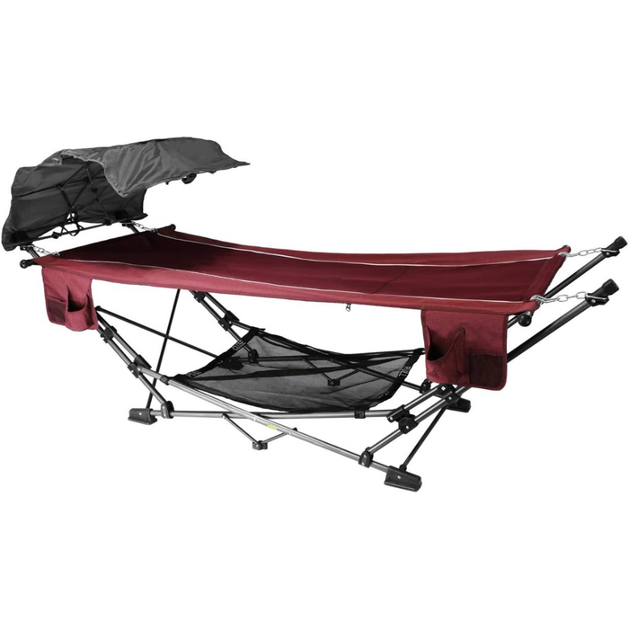 Zenithen Limited Portable Folding Metal Framed Hammock with a Retractable Canopy